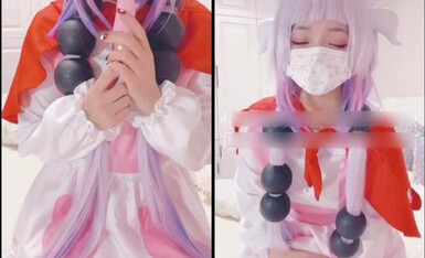 新晋博主剧情▌糖心Vlog▌超可爱龙女仆！白虎名器紫薇出白浆