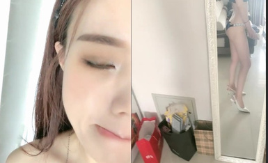 大白腿非常直非常美的170CM九头身邻家女神，不开美颜也能这么好看，懒洋洋地在躺床上扣粉逼 (1).