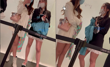 KFC原创CD 模特级美女试服装 短裙丁字裤前后CD 两个美女都是女神.